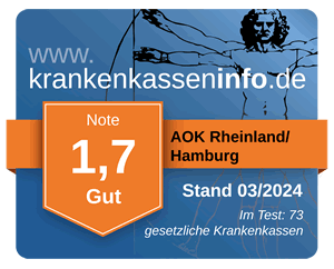 Ergebnis der AOK Rheinland/Hamburg im aktuellen Krankenkassentest