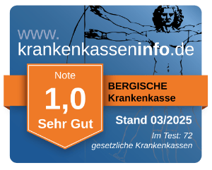 Ergebnis der BERGISCHE Krankenkasse im aktuellen Krankenkassentest