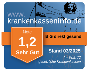 Ergebnis der BIG direkt gesund im aktuellen Krankenkassentest