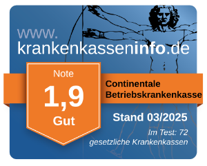 Ergebnis der Continentale Betriebskrankenkasse im aktuellen Krankenkassentest