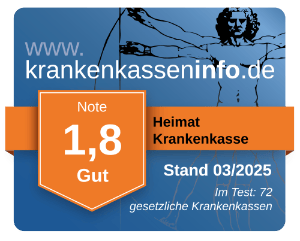 Ergebnis der Heimat Krankenkasse im aktuellen Krankenkassentest