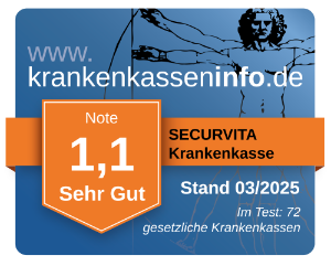 Ergebnis der SECURVITA Krankenkasse im aktuellen Krankenkassentest