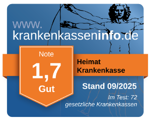 Ergebnis der Heimat Krankenkasse im aktuellen Krankenkassentest