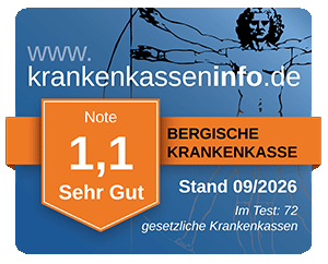 Ergebnis der BERGISCHE KRANKENKASSE im aktuellen Krankenkassentest