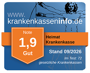 Ergebnis der Heimat Krankenkasse im aktuellen Krankenkassentest